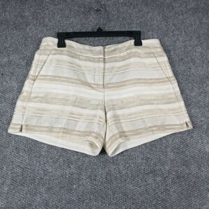 White House Black Market Beige Gold Striped Short  Shorts Size 10